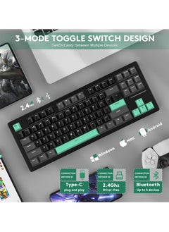 هجوم القرش لوحة مفاتيح ميكانيكية للألعاب Attack Shark M87 بإضاءة خلفية RGB مدمجة وقابلة للتبديل السريع وقابلة للبرمجة USB-C/بلوتوث/2.4 جيجا هرتز لوحة مفاتيح مكتبية قابلة لإعادة الشحن لنظام Win/MAC  - Image 2