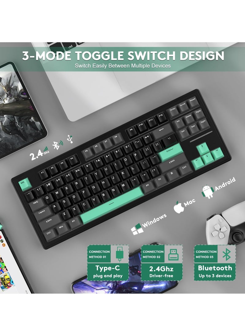 هجوم القرش - لوحة مفاتيح ميكانيكية للألعاب Attack Shark M87 بإضاءة خلفية RGB مدمجة وقابلة للتبديل السريع وقابلة للبرمجة USB-C/بلوتوث/2.4 جيجا هرتز لوحة مفاتيح مكتبية قابلة لإعادة الشحن لنظام Win/MAC - Image 1
