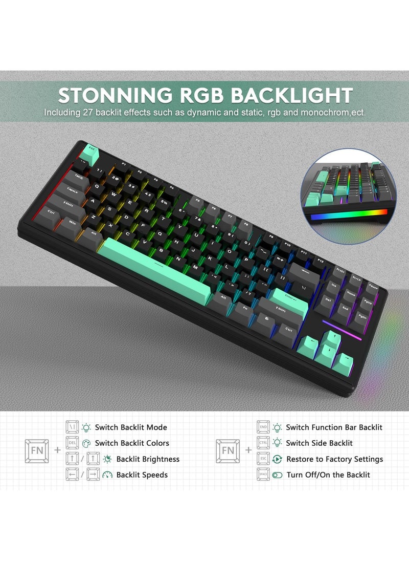هجوم القرش - لوحة مفاتيح ميكانيكية للألعاب Attack Shark M87 بإضاءة خلفية RGB مدمجة وقابلة للتبديل السريع وقابلة للبرمجة USB-C/بلوتوث/2.4 جيجا هرتز لوحة مفاتيح مكتبية قابلة لإعادة الشحن لنظام Win/MAC - Image 1