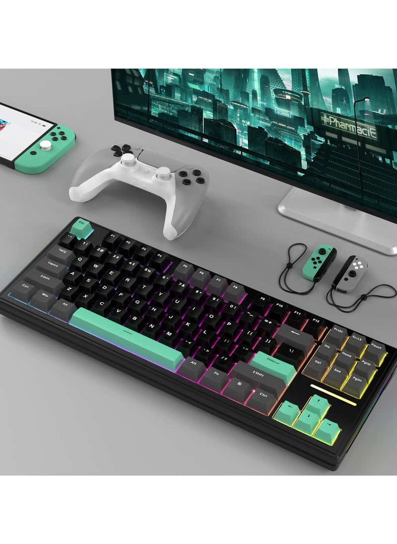 هجوم القرش - لوحة مفاتيح ميكانيكية للألعاب Attack Shark M87 بإضاءة خلفية RGB مدمجة وقابلة للتبديل السريع وقابلة للبرمجة USB-C/بلوتوث/2.4 جيجا هرتز لوحة مفاتيح مكتبية قابلة لإعادة الشحن لنظام Win/MAC - Image 1