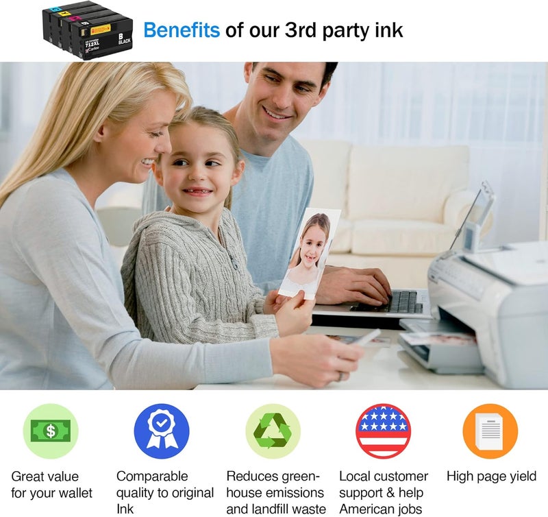 Cartlee خراطيش حبر متوافقة من بديلة لخراطيش HP 712 وHP 712XL لطابعات HP DesignJet T210 T230 T250 T630 T650 Studio Plotter (1 أسود، 1 سماوي، 1 أرجواني، 1 أصفر) - Image 2