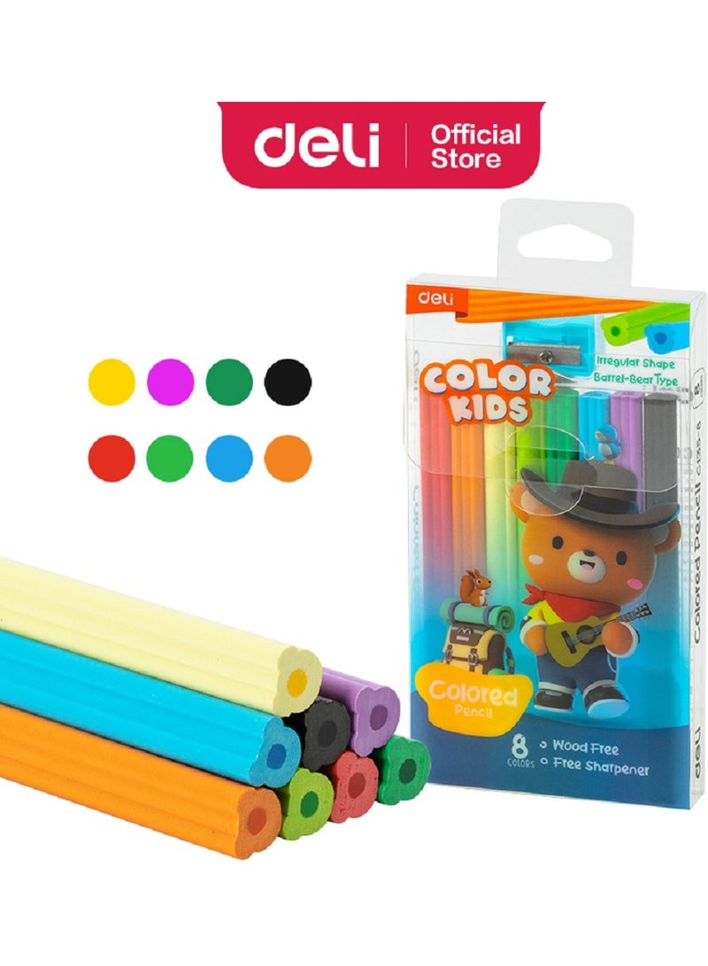 Deli Colored Pencil 8 Colors jumbo + sharpener - Image 1