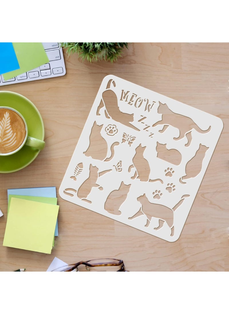 FINGERINSPIRE Cat Drawing Painting Stencils Templates (11.8x11.8 inch) Butterfly, Cat's paw,Butterfly, Fish Plastic Square Reusable Stencils for Painting on Wood, Floor, Wall and Fabric  - Image 3