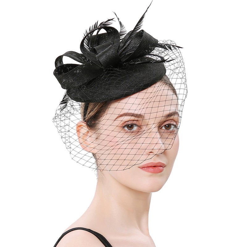 Women Fascinator Hat Tea Party Hat Mesh Veil Fascinator Headband Banquet Headdress - Image 5