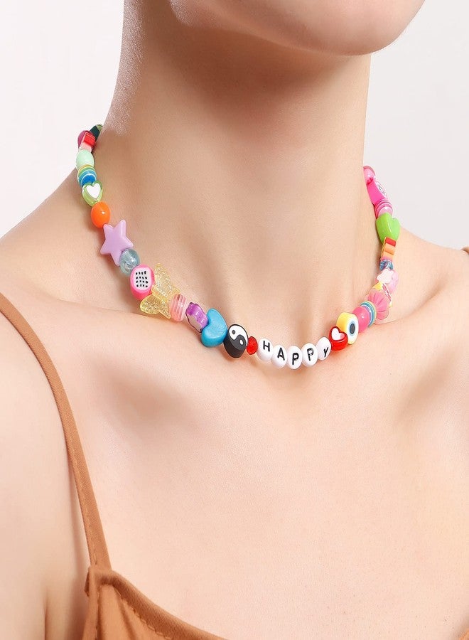 FUTIMELY Y2K Necklace for Women Colorful Fruit Pearl Choker Necklace Cute Mushroom Yin Yang Beaded Necklace Handmade Resin Flower Jewelry (Style 4) - Image 3