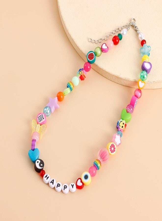 FUTIMELY Y2K Necklace for Women Colorful Fruit Pearl Choker Necklace Cute Mushroom Yin Yang Beaded Necklace Handmade Resin Flower Jewelry (Style 4) - Image 5