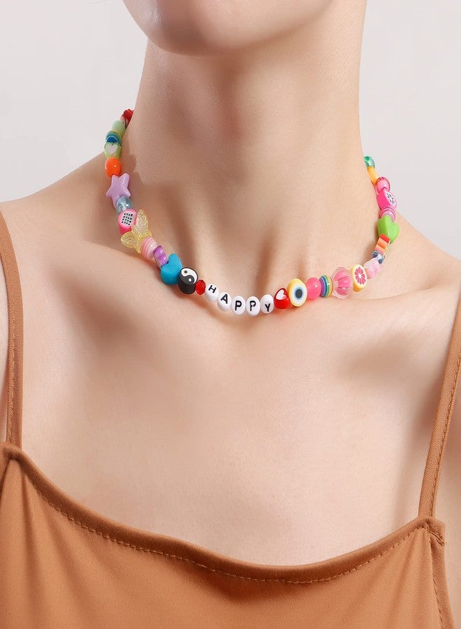 FUTIMELY Y2K Necklace for Women Colorful Fruit Pearl Choker Necklace Cute Mushroom Yin Yang Beaded Necklace Handmade Resin Flower Jewelry (Style 4) - Image 2