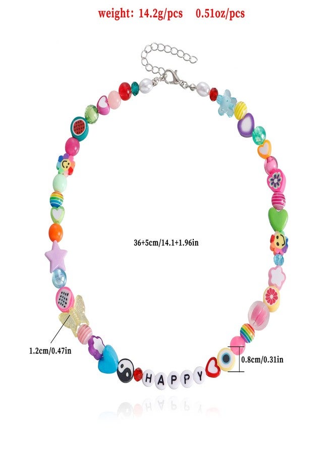 FUTIMELY Y2K Necklace for Women Colorful Fruit Pearl Choker Necklace Cute Mushroom Yin Yang Beaded Necklace Handmade Resin Flower Jewelry (Style 4) - Image 4