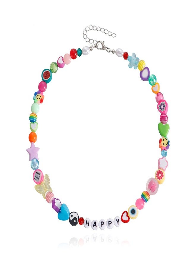 FUTIMELY Y2K Necklace for Women Colorful Fruit Pearl Choker Necklace Cute Mushroom Yin Yang Beaded Necklace Handmade Resin Flower Jewelry (Style 4) - Image 1