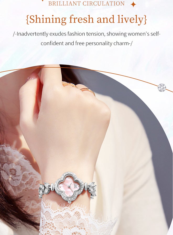 OPK Four-Leaf Clover Watch Ladies Watch Diamond Bracelet Waterproof Watch 6049 - Image 4
