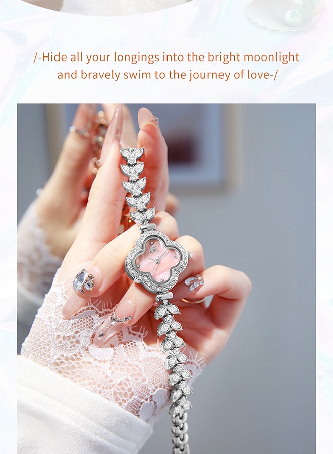 OPK Four-Leaf Clover Watch Ladies Watch Diamond Bracelet Waterproof Watch 6049 - Image 5