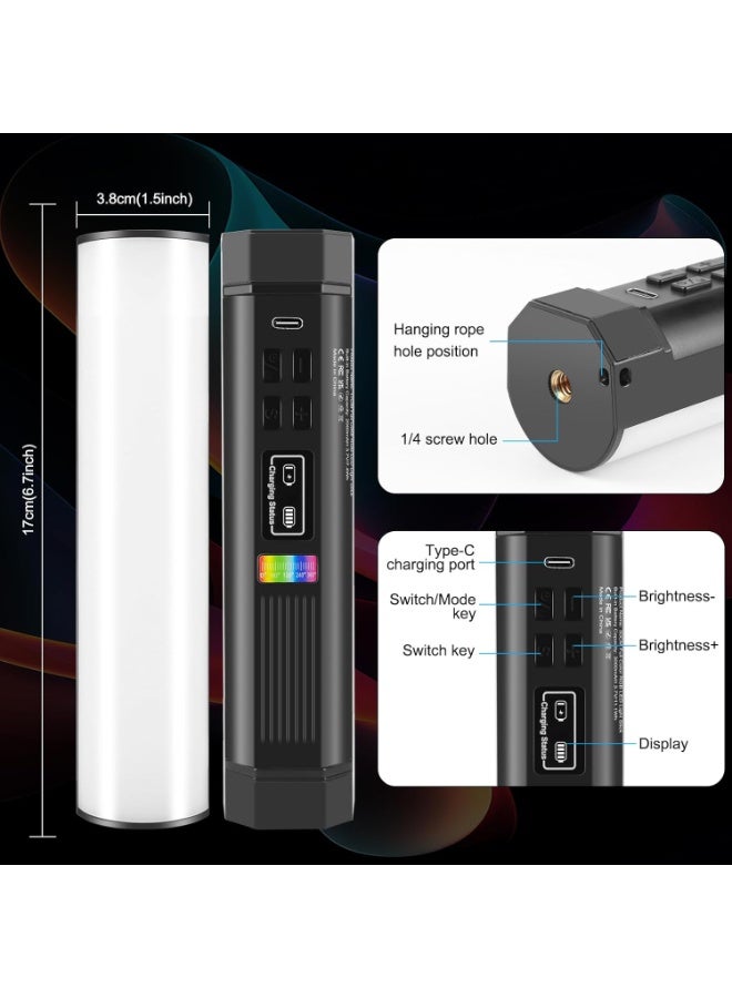 PULUZ Photography Lighting, 360° Magnetic Handheld Light Stick with 2000mAh Rechargeable Battery, 2500-9000K Dimmable Tube Light for On-Camera, Studio Photography, TikTok, YouTube, Vlogs (17cm/6.7 inches) - Image 2