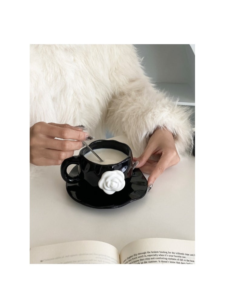 JOSQUEWNN VISIBLE 3D Camellia flower Ceramic Coffee Mug Tea cup with Saucer set ,Creative Irregular  Afternoon Tea Cup Flower Cup for Office and Home. Gift For Birthday /Mothers Day  - Image 4