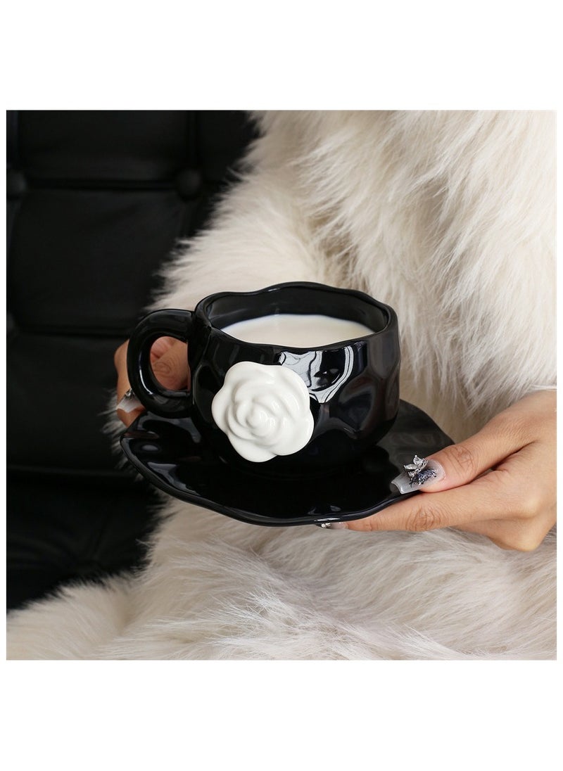 JOSQUEWNN VISIBLE 3D Camellia flower Ceramic Coffee Mug Tea cup with Saucer set ,Creative Irregular  Afternoon Tea Cup Flower Cup for Office and Home. Gift For Birthday /Mothers Day  - Image 5
