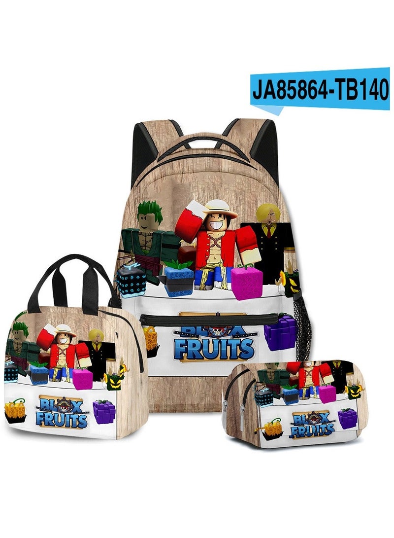 Cartoon Backpack Three-piece Student School Bag