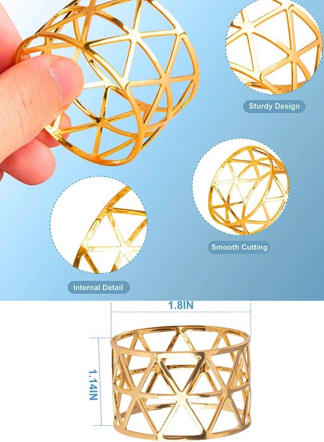 Chase Up Gold Napkin Rings, ELECDON Gold Napkin Ring Holders Set of 12 for Dining Anniversary Birthday Candlelight Dinner Holiday Party of Table Setting Table Decoration Wedding Dining Table Decoration Setting - Image 2