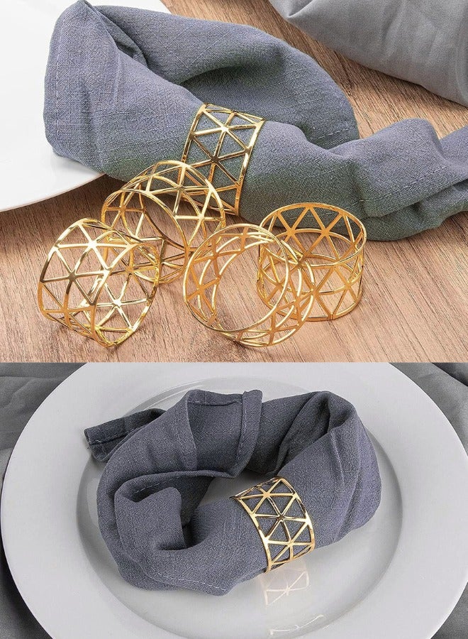 Chase Up Gold Napkin Rings, ELECDON Gold Napkin Ring Holders Set of 12 for Dining Anniversary Birthday Candlelight Dinner Holiday Party of Table Setting Table Decoration Wedding Dining Table Decoration Setting - Image 3