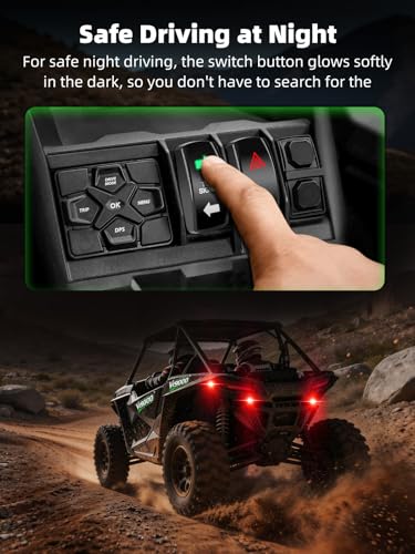 VI9000 UTV Turn Signal Kit, Pre-Wired, Plug and Play Universal Street Legal UTV Blinker Kits with Rocker Switch, Hazard Light, 110dB Horn, Compatible with Polaris, Can-Am - 8Pods Amber Red Lights - Image 5