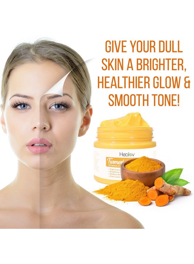 Herblov كريم الكركم للوجه للوجه والجسم، لوشن طبيعي بالكامل لتفتيح البشرة، الكركم ينظف البشرة، يحارب حب الشباب، يوحد لون البشرة، يبهت الندبات، أضرار الشمس والبقع العمرية، كريم الكركم النقي للشفاء - Image 3