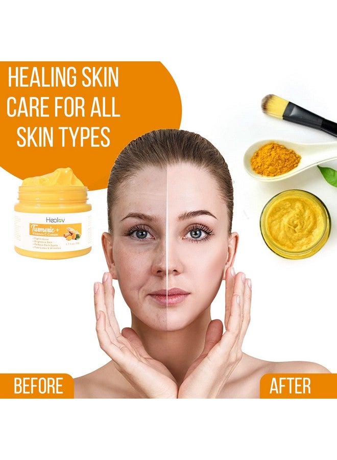 Herblov كريم الكركم للوجه للوجه والجسم، لوشن طبيعي بالكامل لتفتيح البشرة، الكركم ينظف البشرة، يحارب حب الشباب، يوحد لون البشرة، يبهت الندبات، أضرار الشمس والبقع العمرية، كريم الكركم النقي للشفاء - Image 5