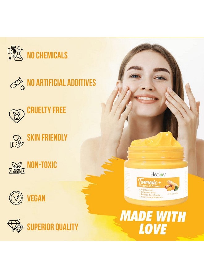 Herblov كريم الكركم للوجه للوجه والجسم، لوشن طبيعي بالكامل لتفتيح البشرة، الكركم ينظف البشرة، يحارب حب الشباب، يوحد لون البشرة، يبهت الندبات، أضرار الشمس والبقع العمرية، كريم الكركم النقي للشفاء - Image 4