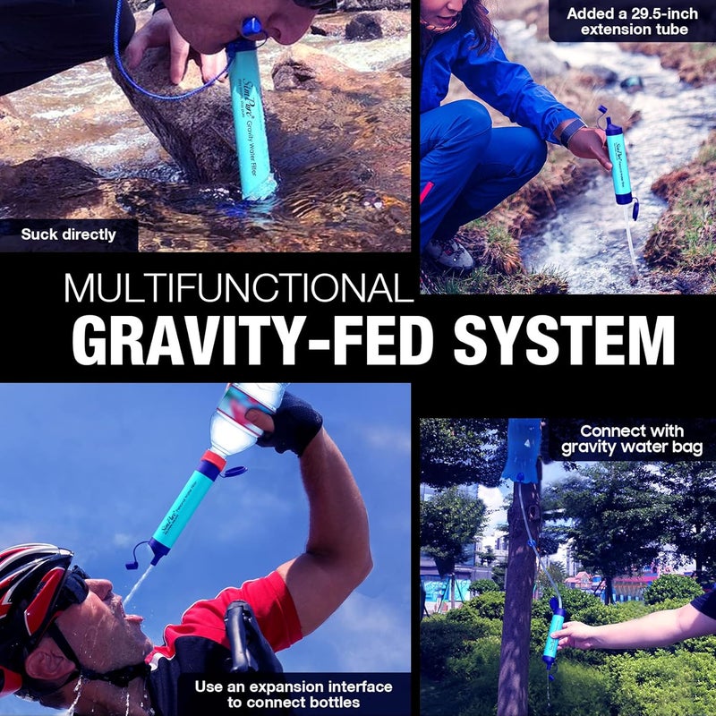 Simpure Gravity Water Filter, Portable Gravity-Fed Water Purifier with 3L Bag, Tree Strap, BPA Free Survival Gear and Equipment for Camping Hiking Emergency Preparedness - Image 4