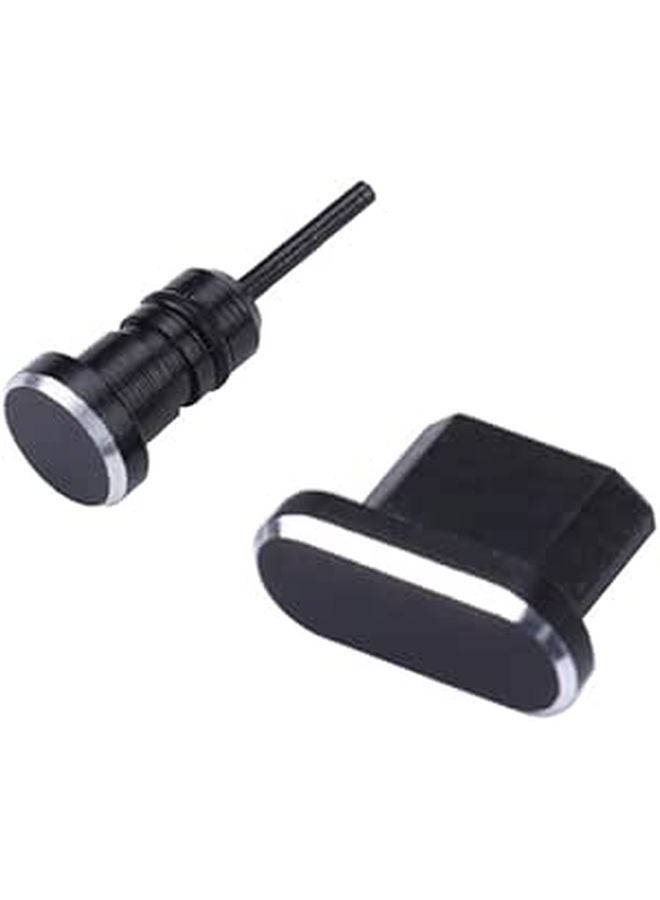 قطعتان من سدادات الغبار للهواتف من نوع جاك سماعة الرأس 3.5 مم و USB صغير باللون الأسود - Image 1