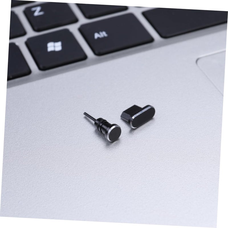 قطعتان من سدادات الغبار للهواتف من نوع جاك سماعة الرأس 3.5 مم و USB صغير باللون الأسود - Image 4