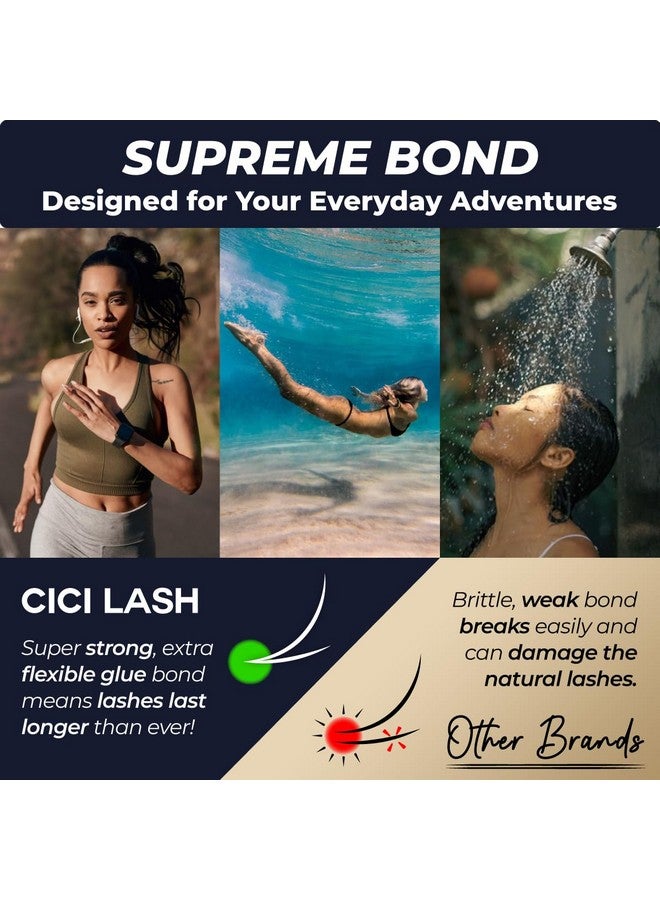 سي سي لاش غراء تمديد الرموش سريع ومنخفض الدخان للمحترفين - أقصى مدة احتفاظ 8 أسابيع / وقت تجفيف ثانية واحدة غراء تمديد الرموش شبه دائم فردي/كثيف بلون أسود غامق - خالٍ من اللاتكس 5 مل - Image 3