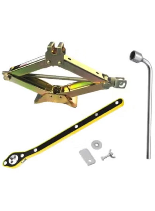 جاك سيارة مقص يدوي أصلي بسعة 3 طن مع مفتاح رَاتشيت ومفتاح صمولة – أداة رفع قوية قابلة للطي لجميع السيارات - Image 1