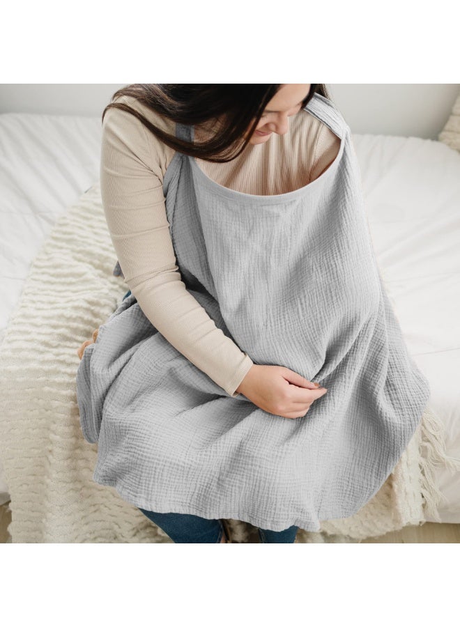 PureTuti [Breastfeeding Travel Three-piece Set] Muslin Nursing Cover for Baby Breastfeeding, Breathable 100% Cotton Breastfeeding Cover with Rigid Hoop for Mother Nursing Apron, Multi-use Carseat Canopy  - Image 3