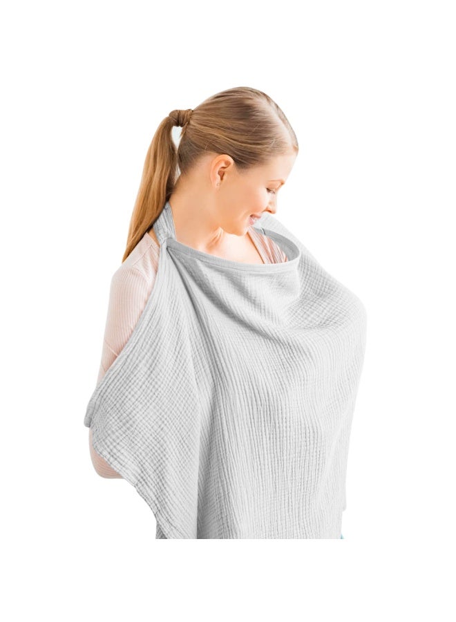 PureTuti [Breastfeeding Travel Three-piece Set] Muslin Nursing Cover for Baby Breastfeeding, Breathable 100% Cotton Breastfeeding Cover with Rigid Hoop for Mother Nursing Apron, Multi-use Carseat Canopy  - Image 1