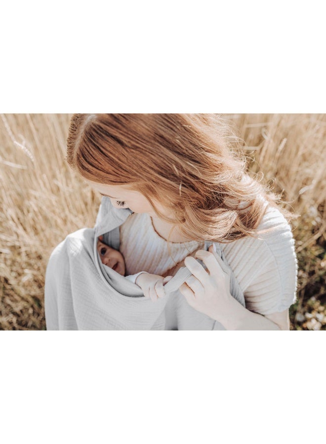 PureTuti [Breastfeeding Travel Three-piece Set] Muslin Nursing Cover for Baby Breastfeeding, Breathable 100% Cotton Breastfeeding Cover with Rigid Hoop for Mother Nursing Apron, Multi-use Carseat Canopy  - Image 4