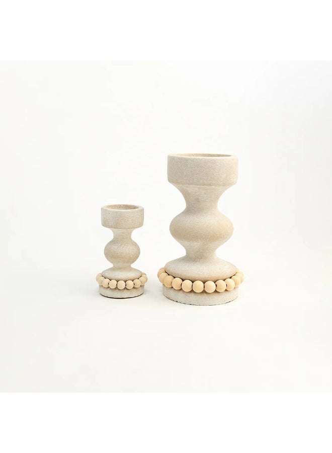 Home auraa Rustiq Candle holder set of 2 pcs - cement stone finish - Image 5