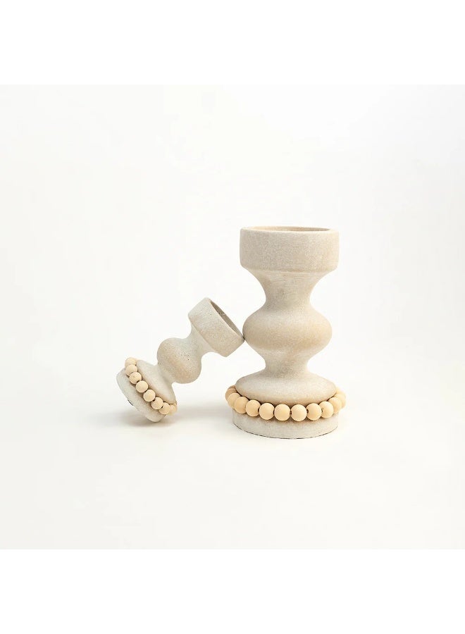 Home auraa Rustiq Candle holder set of 2 pcs - cement stone finish - Image 4