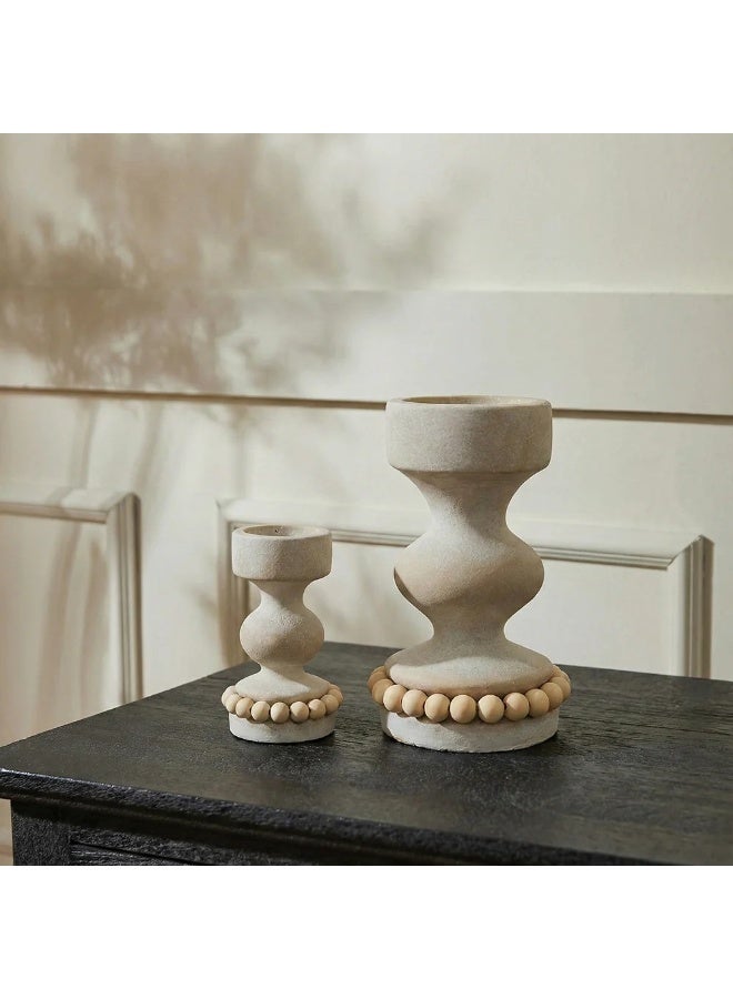 Home auraa Rustiq Candle holder set of 2 pcs - cement stone finish - Image 1