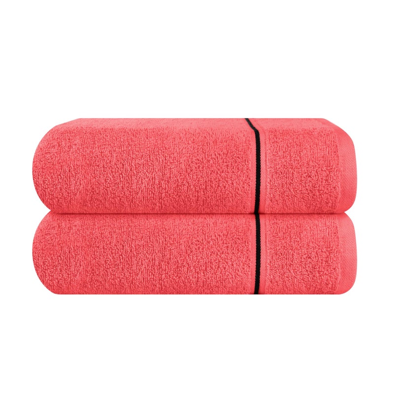 ملكي خاص Myown Cotton 2 Pack Packge Bath Planel مجموعة 28 × 55 بوصة من مناشف الحمام الكبيرة فائقة امتصاصات QuickDry و The Lightweight Powl مثالية لمشاركة معسكرات سفر الصالة الرياضية - المرجان البرتقالي - Image 1