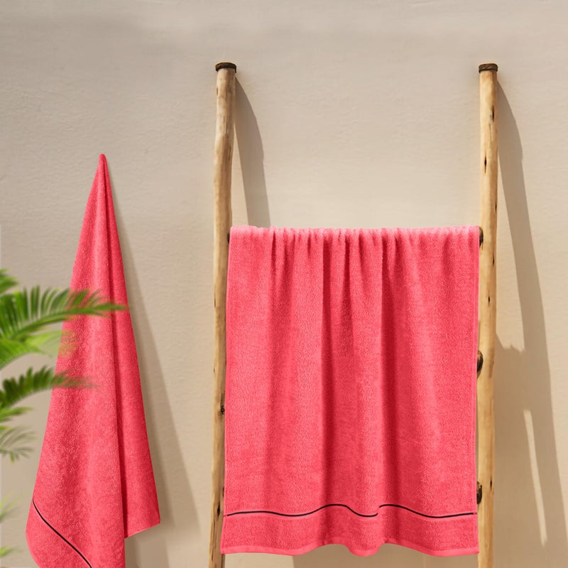 ملكي خاص Myown Cotton 2 Pack Packge Bath Planel مجموعة 28 × 55 بوصة من مناشف الحمام الكبيرة فائقة امتصاصات QuickDry و The Lightweight Powl مثالية لمشاركة معسكرات سفر الصالة الرياضية - المرجان البرتقالي - Image 5