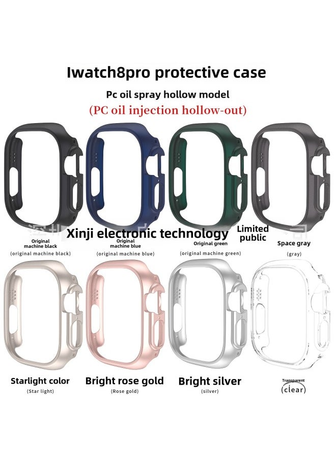 Generic - Suitable For Apple S8 Generation Watch Ultra Hollow PC Oil Injection Frame Protective Cover 49mm In Stock-Color:Space Gray-Appearance Size:49mm - Image 1