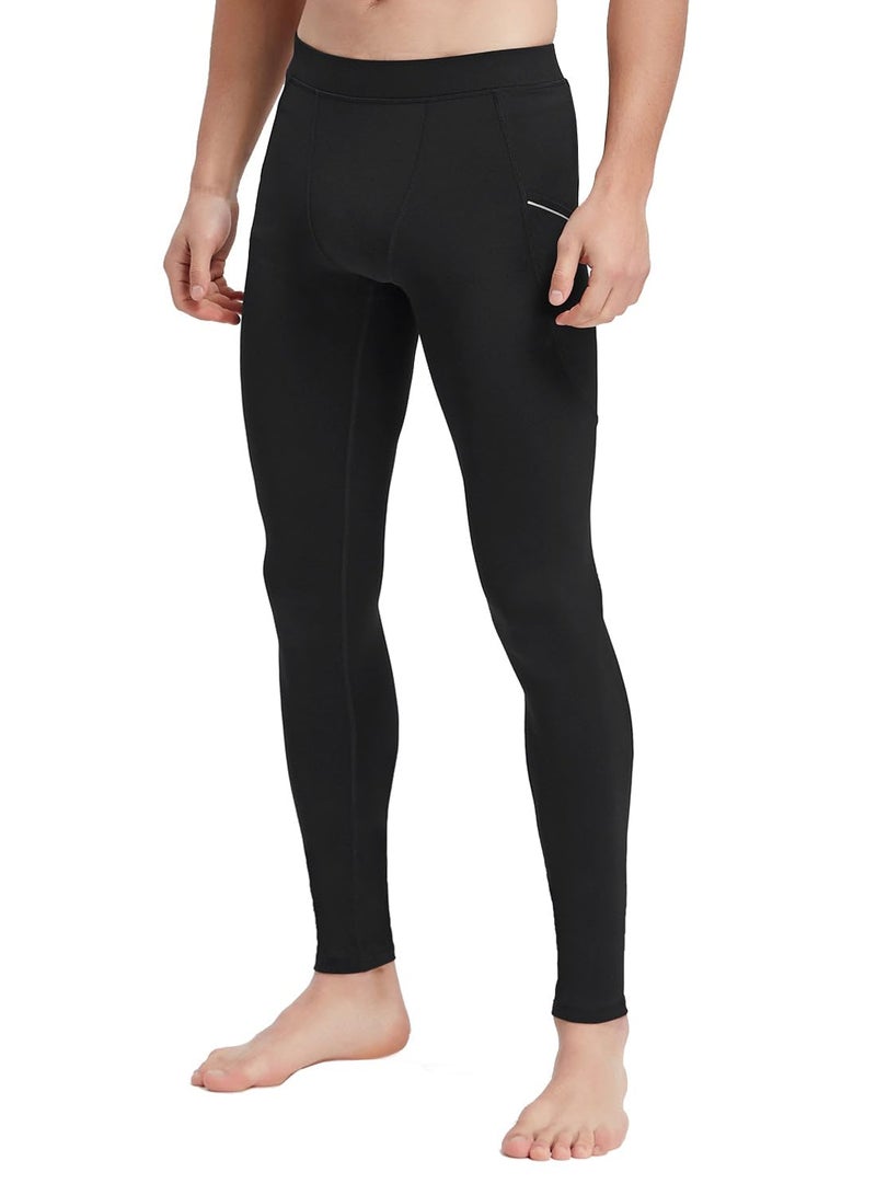 Willit Men's Active Yoga Leggings Running Quick Dry Dance Tights with Pockets Workout Compression Pants Black XL - Image 2