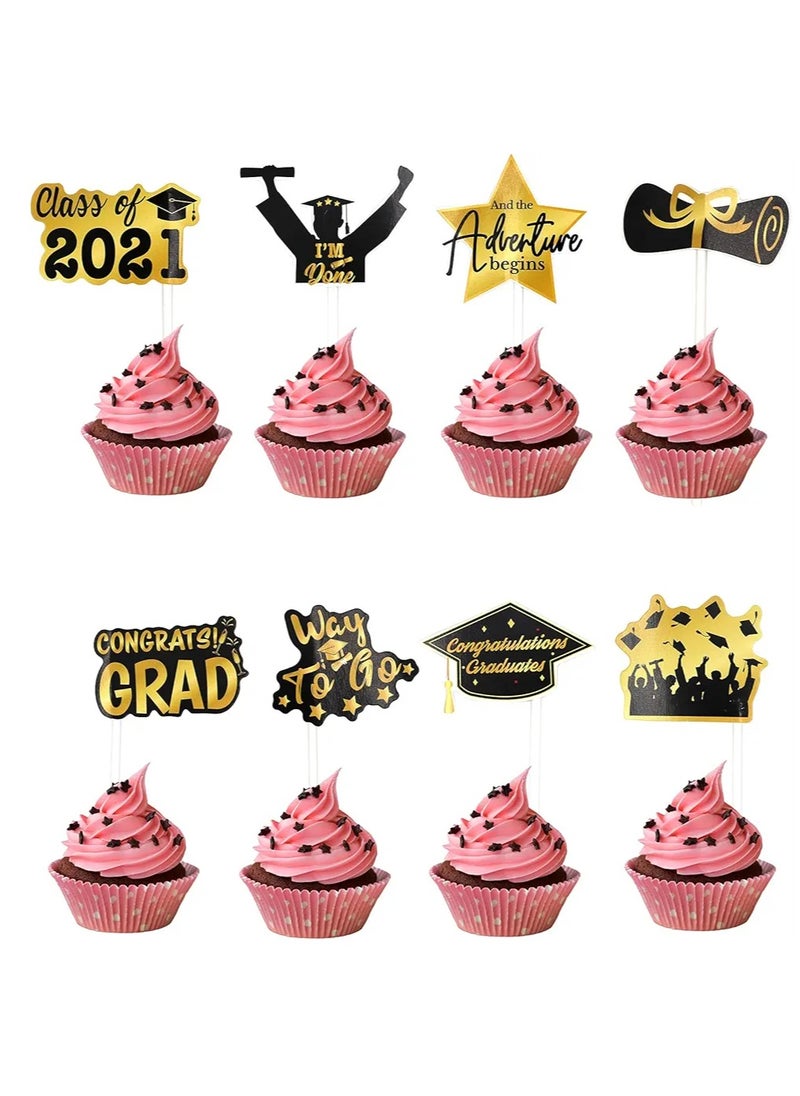 null - 72PCS Graduation paper cardboard Cupcake Toppers - for Graduation Decorations, Topper for Graduation Party Decorations,Grad Class Party Supplies - Image 1