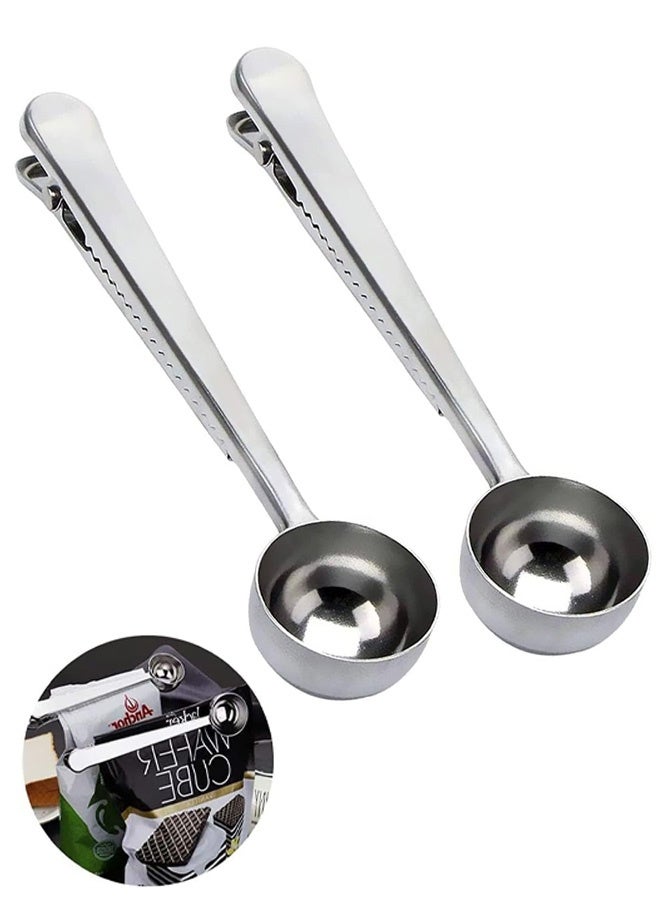 Coffee Scoop Clip Stainless Steel Tablespoon Coffee Spoon With long handle Multifunction Sealing Bag Clip For Tea, Coffee, Protein Powder, Instant Drinks, Kitchen Tools - Image 1