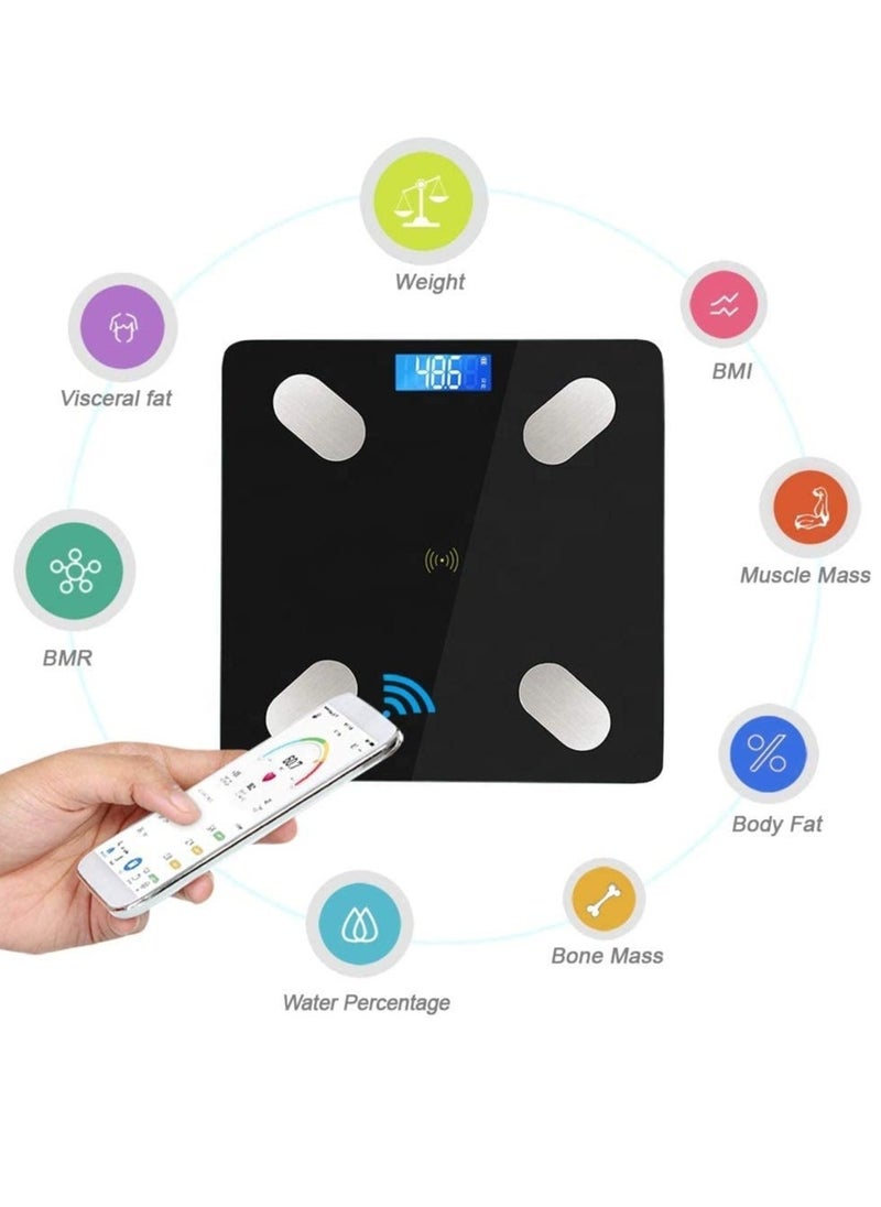 ELTRAZONE Bluetooth Electronic Digital Body Weight Scale, Thick Tempered Glass with LED Display, Smart Bluetooth Health & Fitness Scale for Accurate Body Weight Tracking, Personal Health Care Scale for Home Use (Black) - Image 2