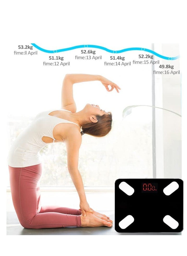 ELTRAZONE Bluetooth Electronic Digital Body Weight Scale, Thick Tempered Glass with LED Display, Smart Bluetooth Health & Fitness Scale for Accurate Body Weight Tracking, Personal Health Care Scale for Home Use (Black) - Image 4