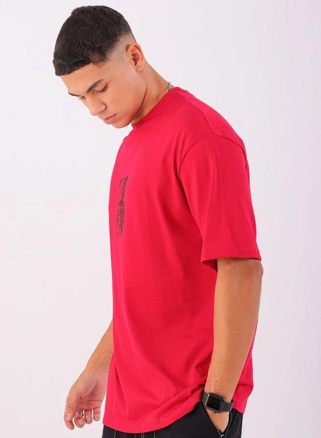 The Indian Garage Co Men Boxy Oversized Graphic Back Printed Round Neck Tshirt
