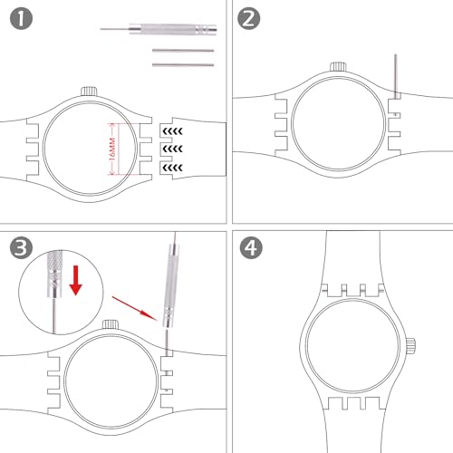 GREENOLIVE Ultra-thin Replacement Waterproof Silicone Rubber Watch Strap Watch Band for Swatch Skin Series（16mm） (Sparkle Silver) - Image 3