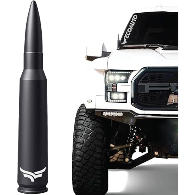 EcoAuto Bullet Antenna Replacement For Dodge Ram  Ford F150 F250 F350 Super Duty Ford Raptor Bronco Trucks  AntiTheft Design  Radio Antenna For Truck 1990  Current Matte Black - Image 2