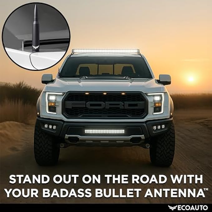 EcoAuto Bullet Antenna Replacement For Dodge Ram  Ford F150 F250 F350 Super Duty Ford Raptor Bronco Trucks  AntiTheft Design  Radio Antenna For Truck 1990  Current Matte Black - Image 4