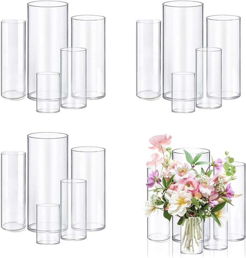 KRNDUMA 15pcs Glass Vase Cylinder Vases for Centerpieces Small Flower Glass Vases Home Decor Centerpiece Table Clear Flower Vase Decorations for Wedding＆Holiday 4,6,7.5,8,10 Inch Tall - Image 1