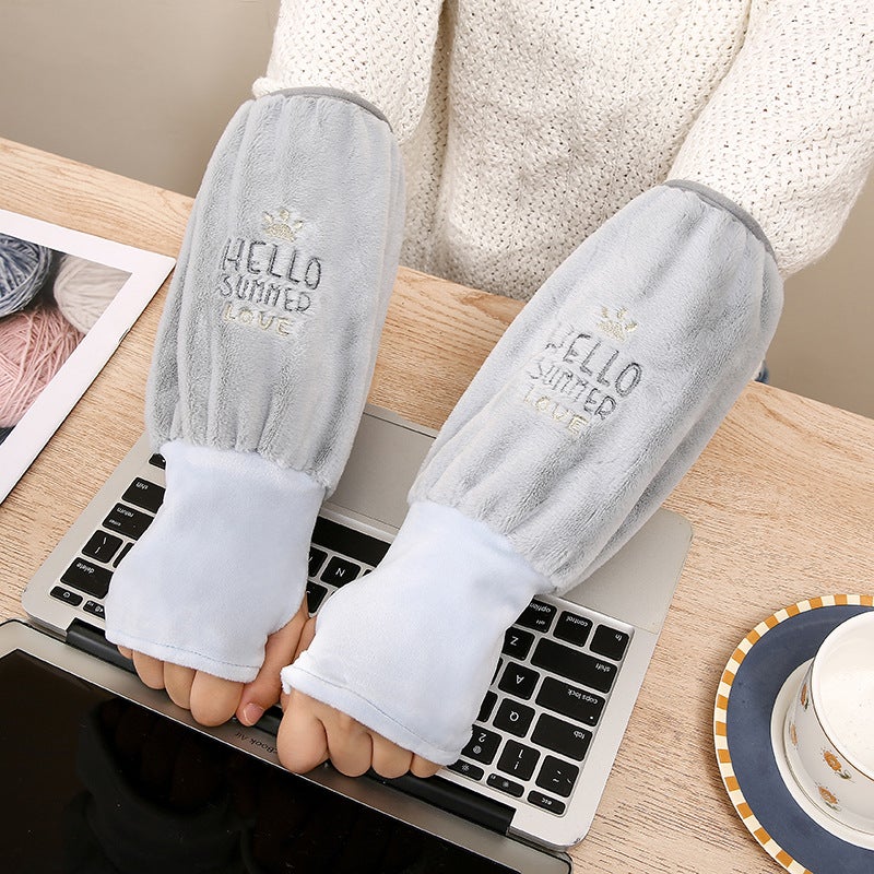 Warm Sleeve-Length Gloves Two-In-One Adult And Childrens Cartoon Design Fall/Winter Warm And Dirt-Resistant Integrated Handwarm Bear Paw Gray